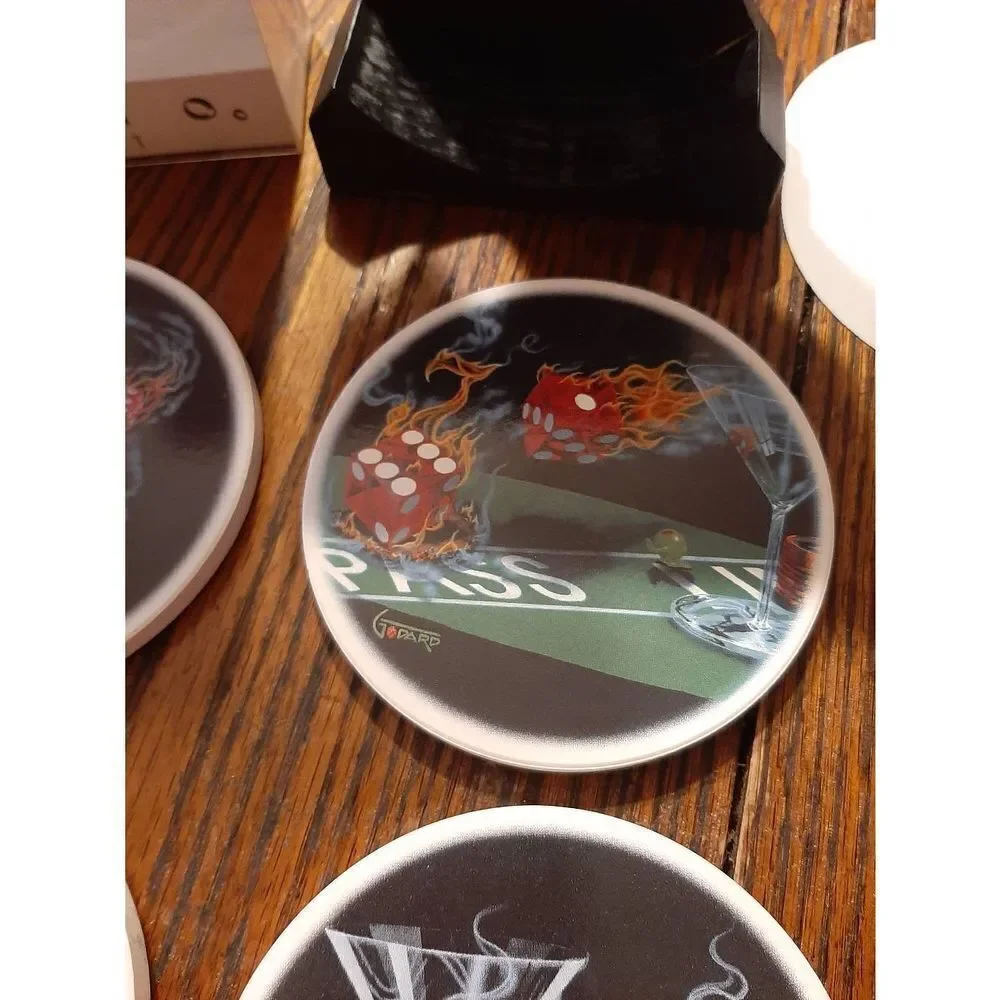 Cypress Home Martini and Loaded Dice Absorbant Beverage Coaster Set 2008